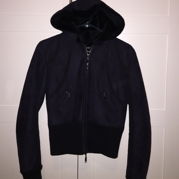 Bebe sport black faux suede zip up jacket
