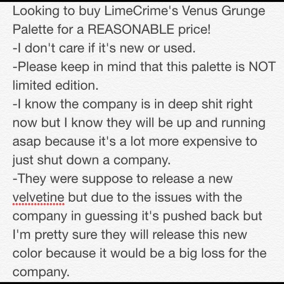 LimeCrime Venus Grunge Palette *looking to buy*