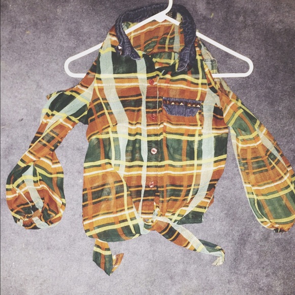 Plaid studded top