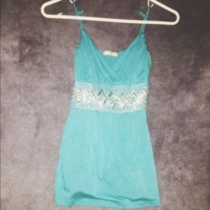 Blue sequin top