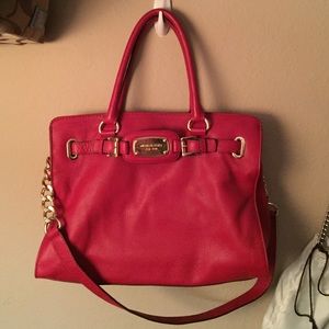 Michael kors large red purse and wallet with gold!