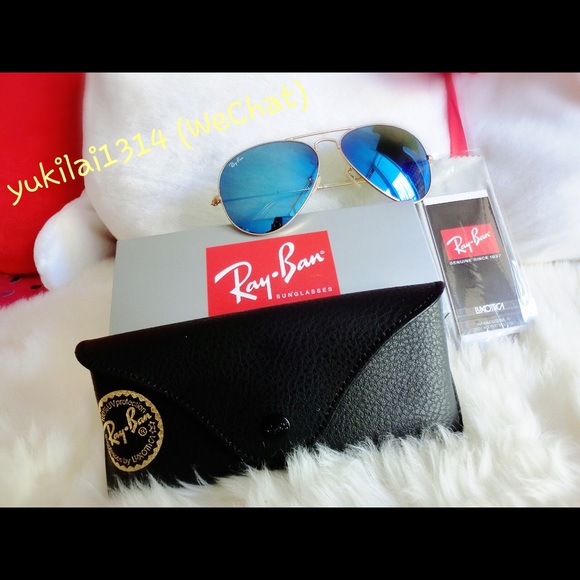 Authentic Rayban aviator blue mirror sunglass