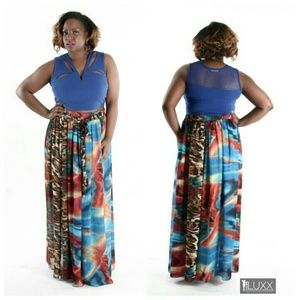 New Multi Colored Maxi Skirt