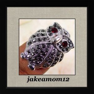 Black Marcasite Owl ring