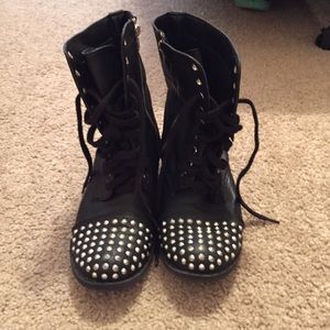 Black Studded Combat Boots