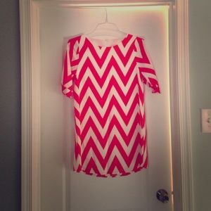 REDUCED! NEW Lulu's coral pink chevron print dress