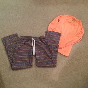 Sleepwear pants and long sleeve shirt