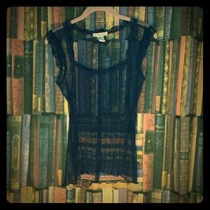 Sleeveless navy blue lace top