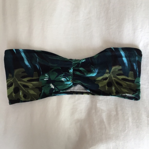 Jungle Leaves Print Cotton Spandex Tube Bra - Picture 2 of 4