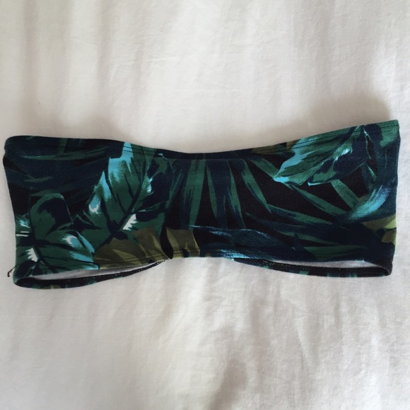 Jungle Leaves Print Cotton Spandex Tube Bra - Picture 3 of 4