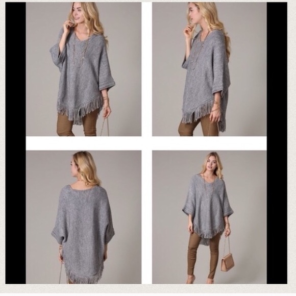 Sweaters - 🎉HOST PICK! 🎉 Grey Aran Fringe Poncho