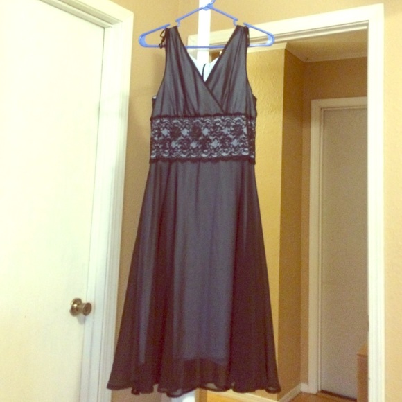 Black/blue empire waist dress