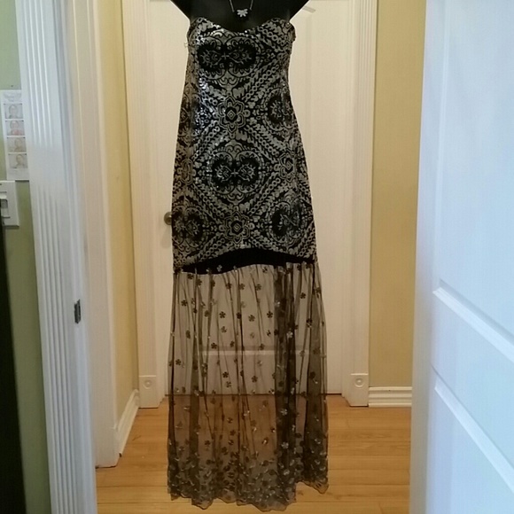 Gold and black evening gown