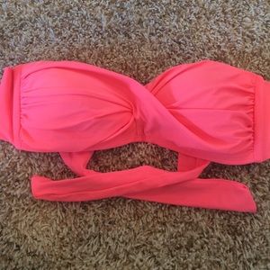 Neon Coral bandeau swim top!