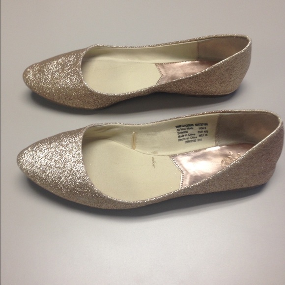 Gold glitter flats