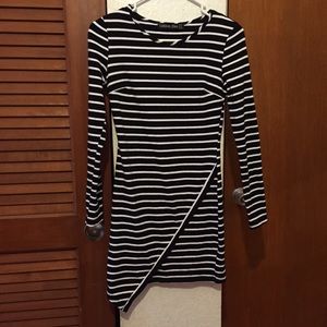 Striped Asymmetrical Bodycon Dress