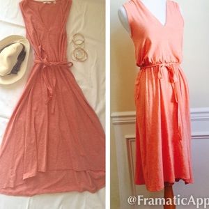 Uniqlo Linen Dress in Pink Salmon