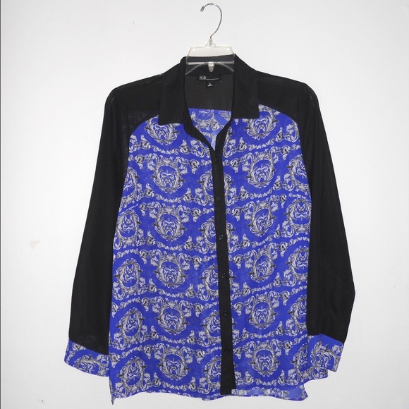 AGB Sheer printed long sleeve blouse Sz XL - Picture 1 of 1