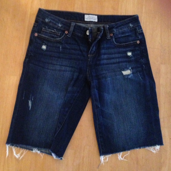 Knee length denim shorts