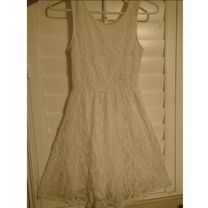 White Lace Dress with Deep-V Back