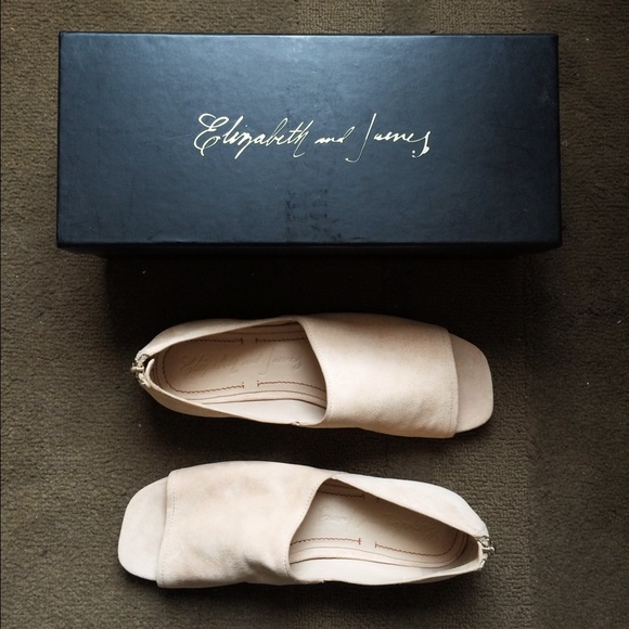 Elizabeth & James Blush Color Suede Peep Toe Flats