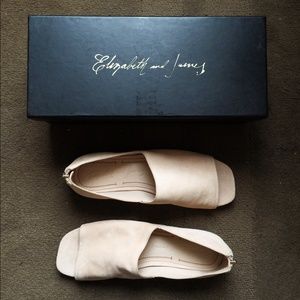 Elizabeth & James Blush Color Suede Peep Toe Flats