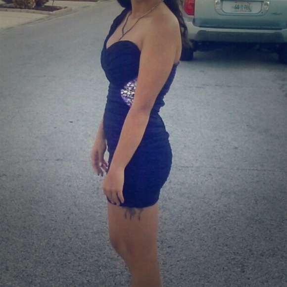 Dark Purple and Black One Strap Dress