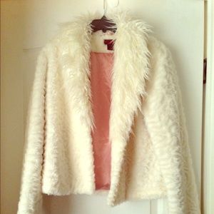 White Faux Fur Jacket--Sz Medium