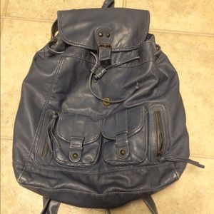 Blue leather backpack bag vintage