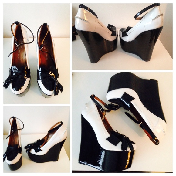 Jeffery Campbell Patent Leather Oxford Wedges