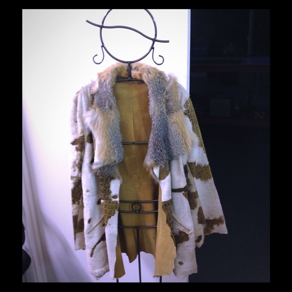 Vintage Outdoor Fox and Suede Coat