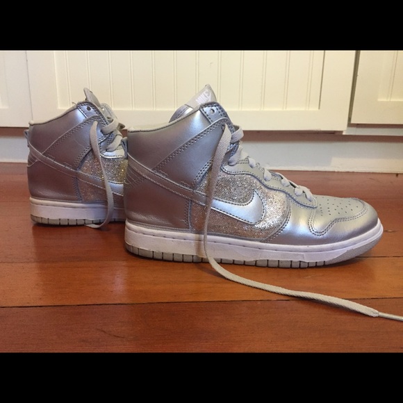 Nike high tops silver sparkly