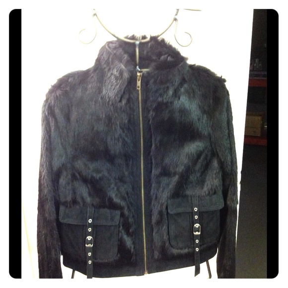 Leather and Rabbit Fur Jacket