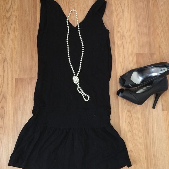 Sexy black cotton low back VS dress