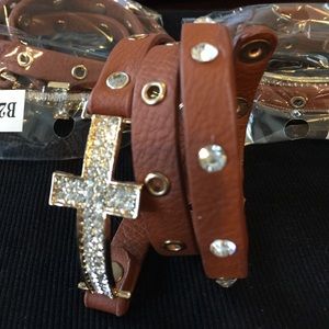 Leather cross bracelet