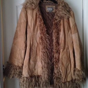 Brown Suede and Faux Fur Jacket --Sz Medium