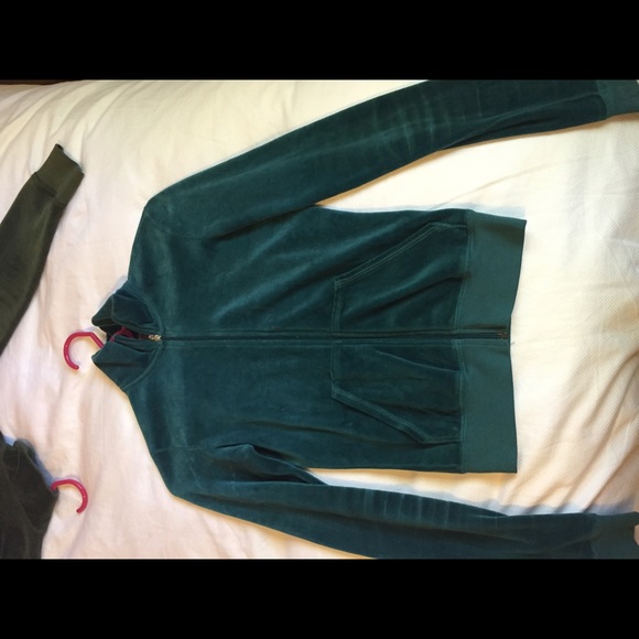dark teal juicy couture petite velour track jacket