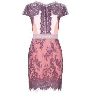 Fitted pink & purple lace dress