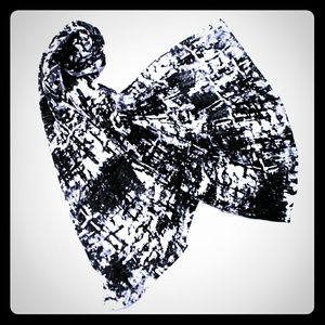 Black and white scarf. Cotton tie dye marble print