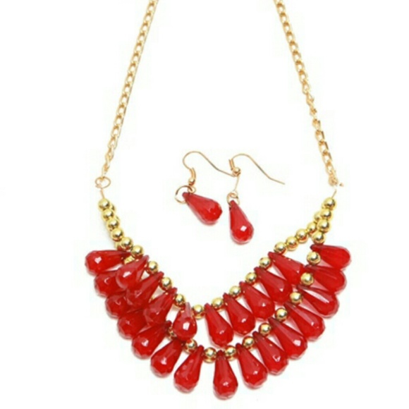 NEW ASSORTED COLORED NECKLACE AND EARRING SET