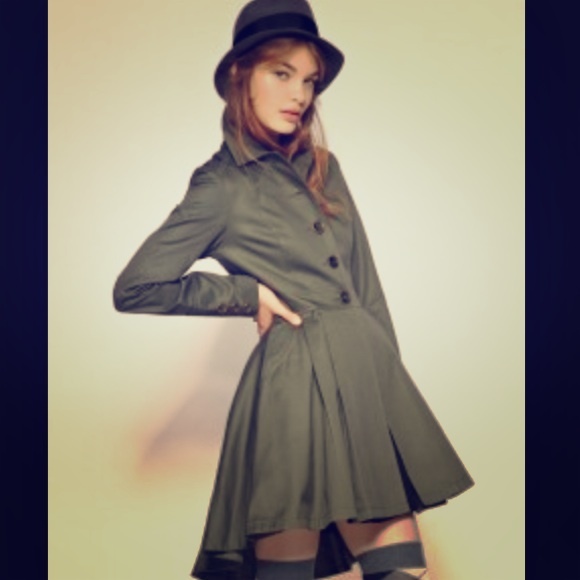 Corset Lace Back Trench in Military Green