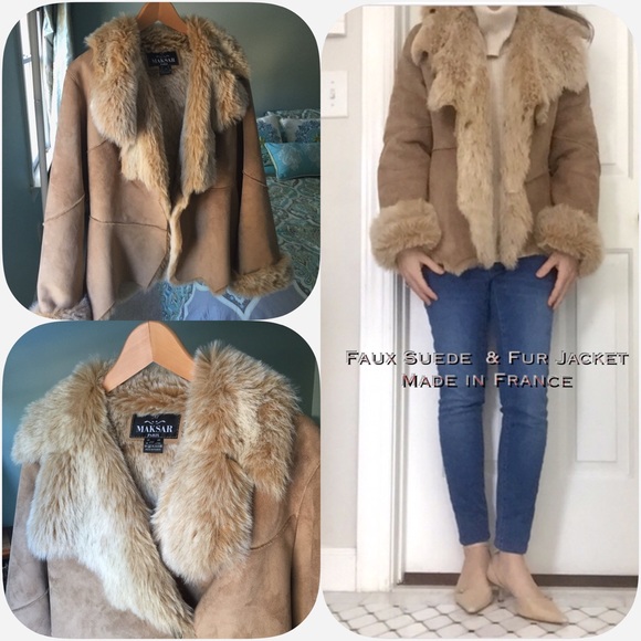 Luxurious Camel faux fur & suede coat or jacket