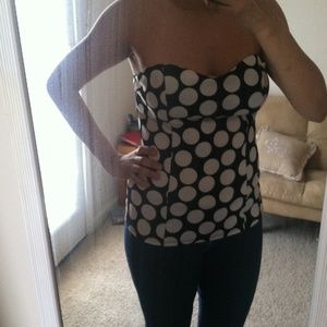 White polka dot top