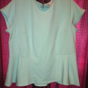Mint Green Peplum Top (Plus Size)