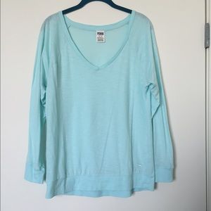 VS Pink light blue oversized long sleeve top