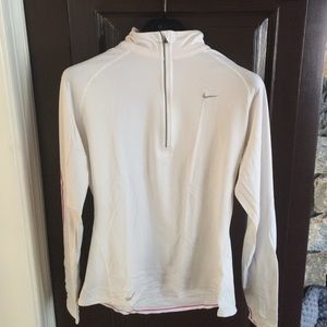 White Nike dry fit long sleeve quarter zip