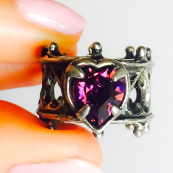 SOLD! Pure Purple Heart Swarovski Ring 5.75 - Picture 2 of 4