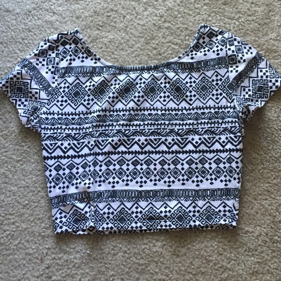 Black and white aztec crop top