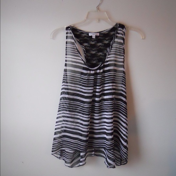 Roommates Black & White Sheer Lace Tank Sz 2X - Picture 1 of 3