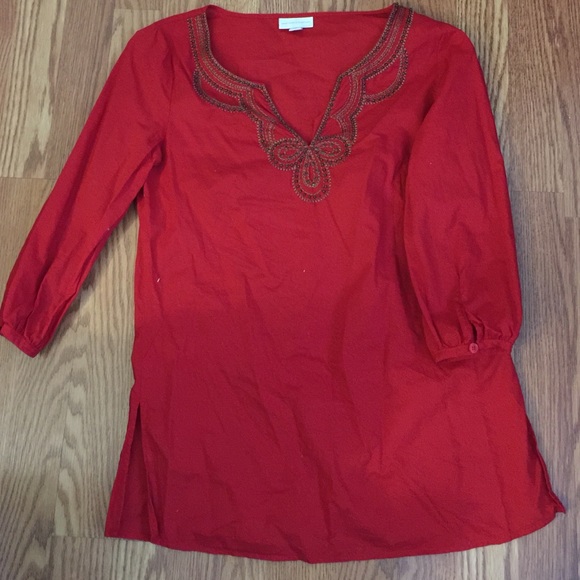 New York and company red beaded tunic